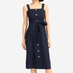 Everlane Cotton Picnic Button Up MIDI Dress w/tie